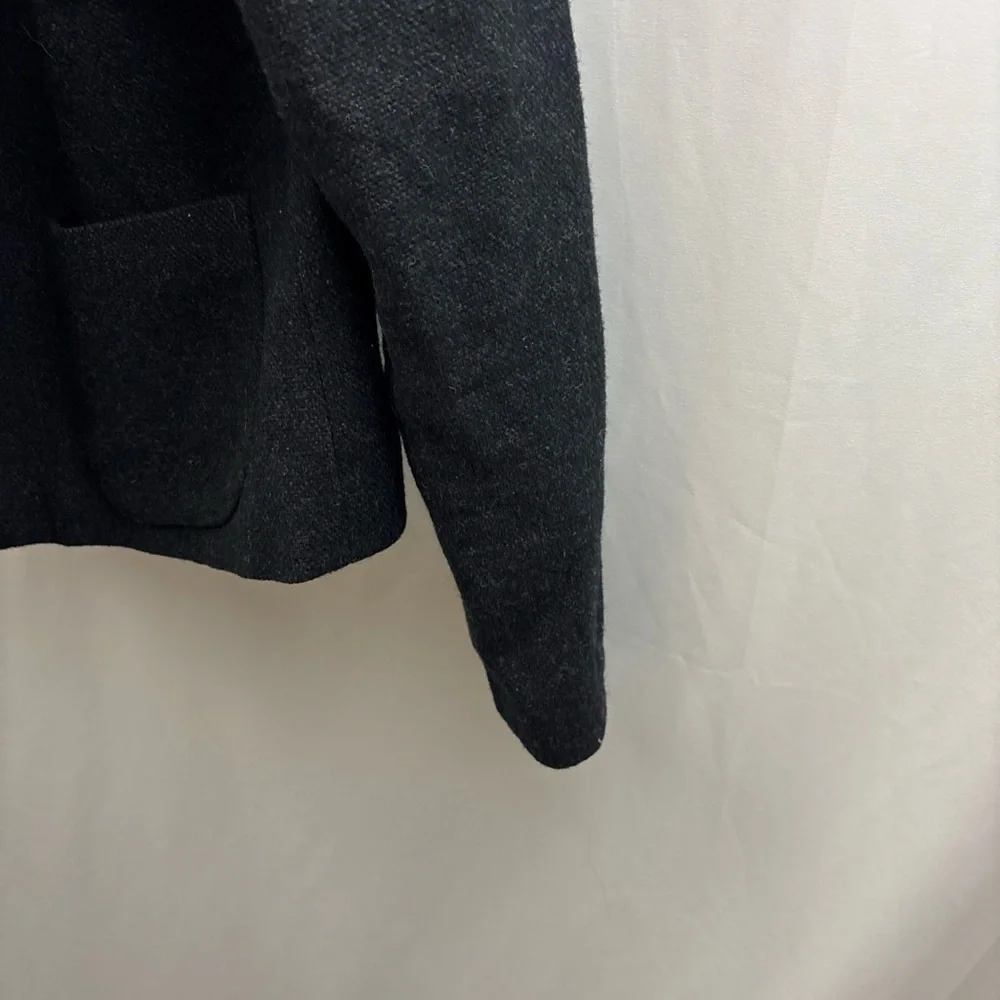 J Crew Fiona Ruffle Black Wool Tweed Jacket Blazer Size 10 Buttons